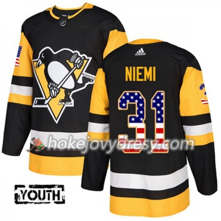 Dětské Hokejový Dres Pittsburgh Penguins Antti Niemi 31 2017-2018 USA Flag Fashion Černá Adidas Authentic